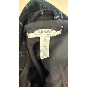Original Vtg Old Navy L Jacket Blazer Plaid Style Women Zipper Long Sleeve Y2K